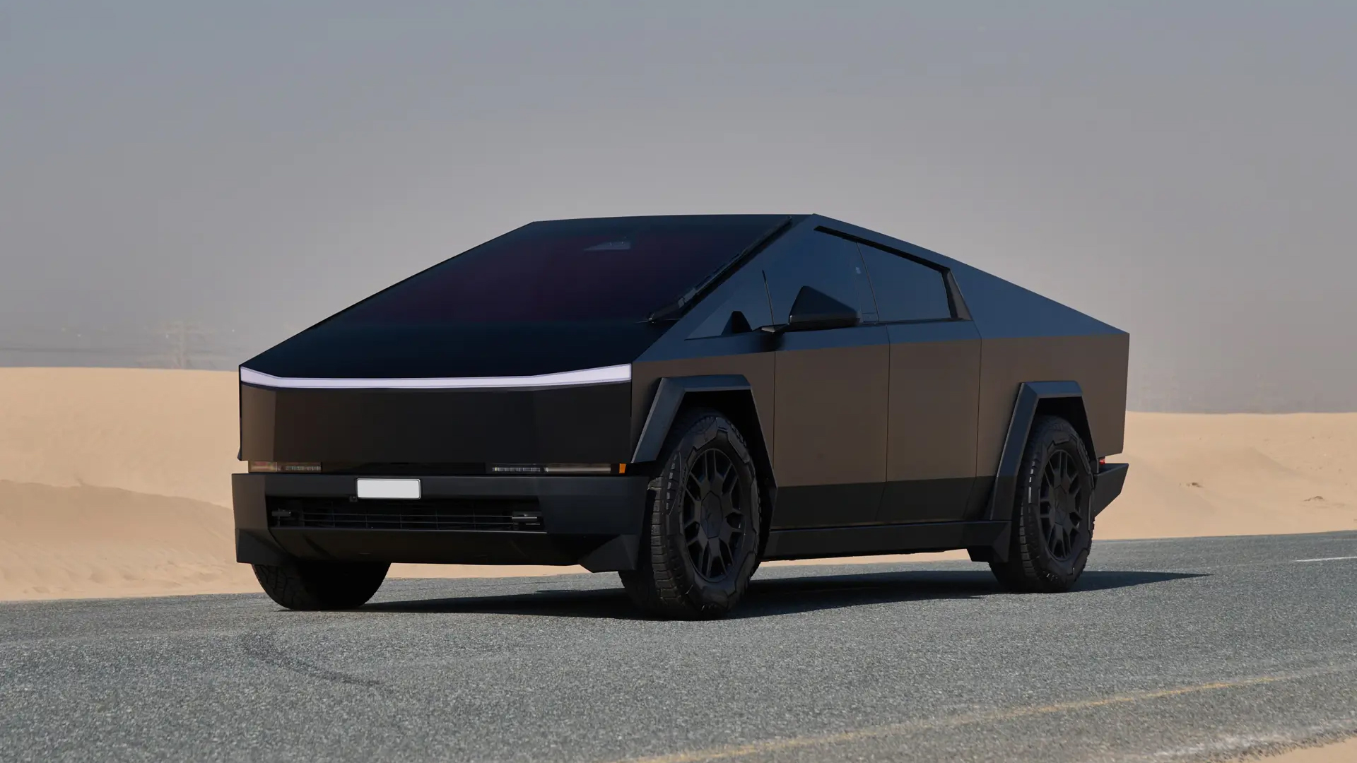 Tesla Cybertruck in stealth wrap