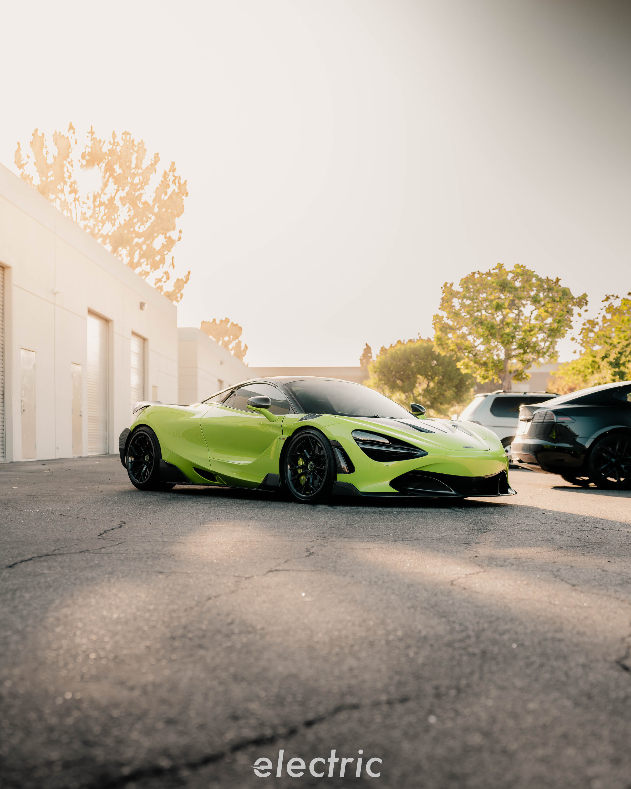 McLaren 720S in lime green with paint protection film